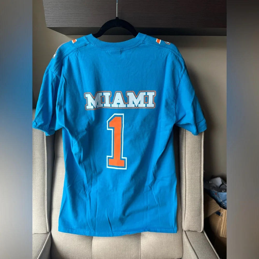 Billionaire Boys Club ICE CREAM Florida Miami Dolphins #1 TShirt Men Size L Blue - Picture 3 of 5